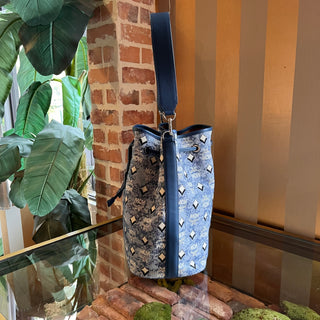 MCM Denim Visetos Dessau Bucket Bag