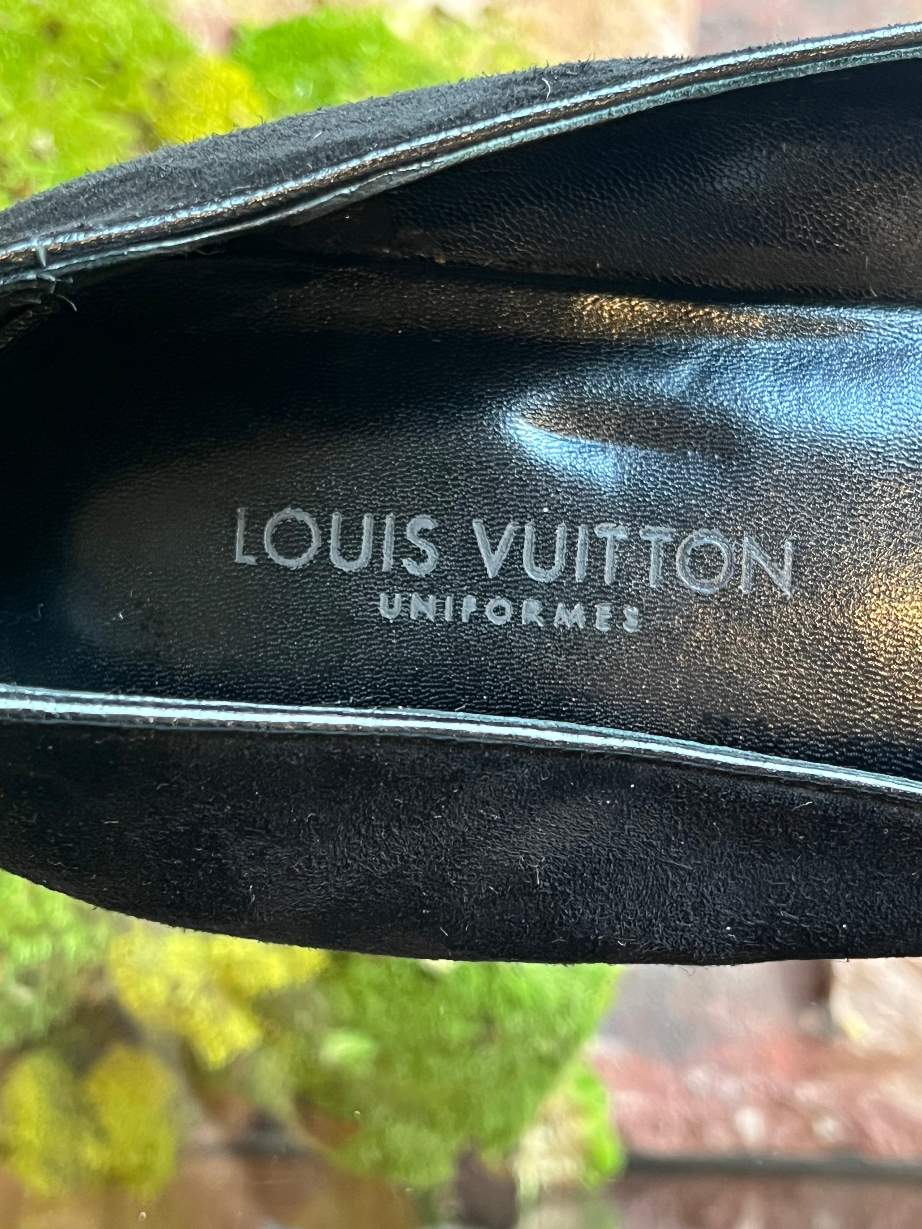Louis Vuitton Black Suede Uniforms Ballet Flats Size 7.5/38 - Yoogi's Closet
