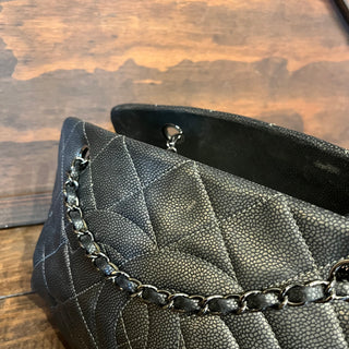CHANEL Timeless Accordion Gray Caviar Leather Tote Bag