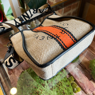 STELLA MCCARTNEY Logo Striped Linen Crossbody