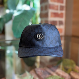 GUCCI Navy Blue GG Supreme Canvas Baseball Cap SZM