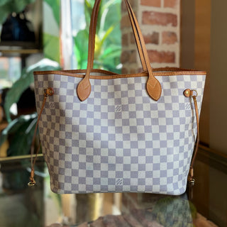 LOUIS VUITTON Neverfull MM Damier Azur Canvas Tote Bag