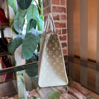 LOUIS VUITTON OnTheGo MM Sunset Kaki Spring in the City Monogram Canvas Tote