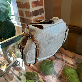 SALVATORE FERRAGAMO Brown Metallic Canvas Top Handle
