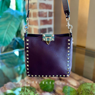 VALENTINO Burgundy Rockstud Small Messenger