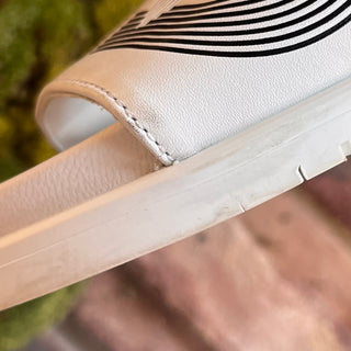 HERMES Biarritz White Leather Slides SZ 39 (US 9)