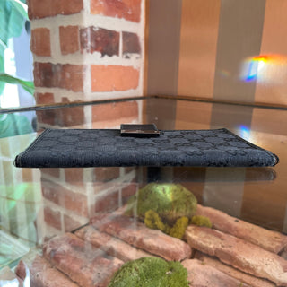 GUCCI Black GG Canvas Push Snap Checkbook