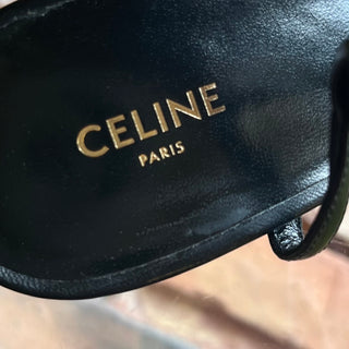 CELINE Black Lambskin Triomphe Sandals SZ 36.5 (US 6.5)