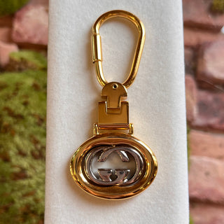GUCCI Parf Italy GG Logo Gold Tone Bag Charm