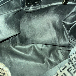 FENDI Black Zucchino Canvas Shoulder Bag