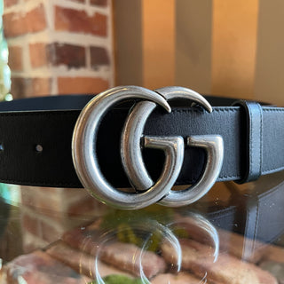 GUCCI GG Marmont Black Leather Wide Belt SZ 95/38