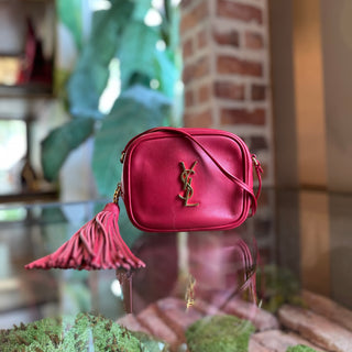 SAINT LAURENT Mini Blogger Red Leather Crossbody Bag
