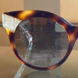 JIMMY CHOO MIRTA/S Tortoise Shell Acetate Round Sunglasses
