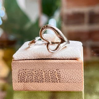 TIFFANY & CO Elsa Peretti Open Heart 925 Sterling Silver Size Ring SZ 8.5