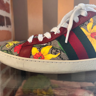 GUCCI Red Green Flora GG Supreme Web Ace Sneakers SZ 38 (US 8)
