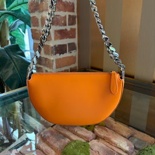 BURBERRY Orange Leather Olympia Zip Shoulder Bag