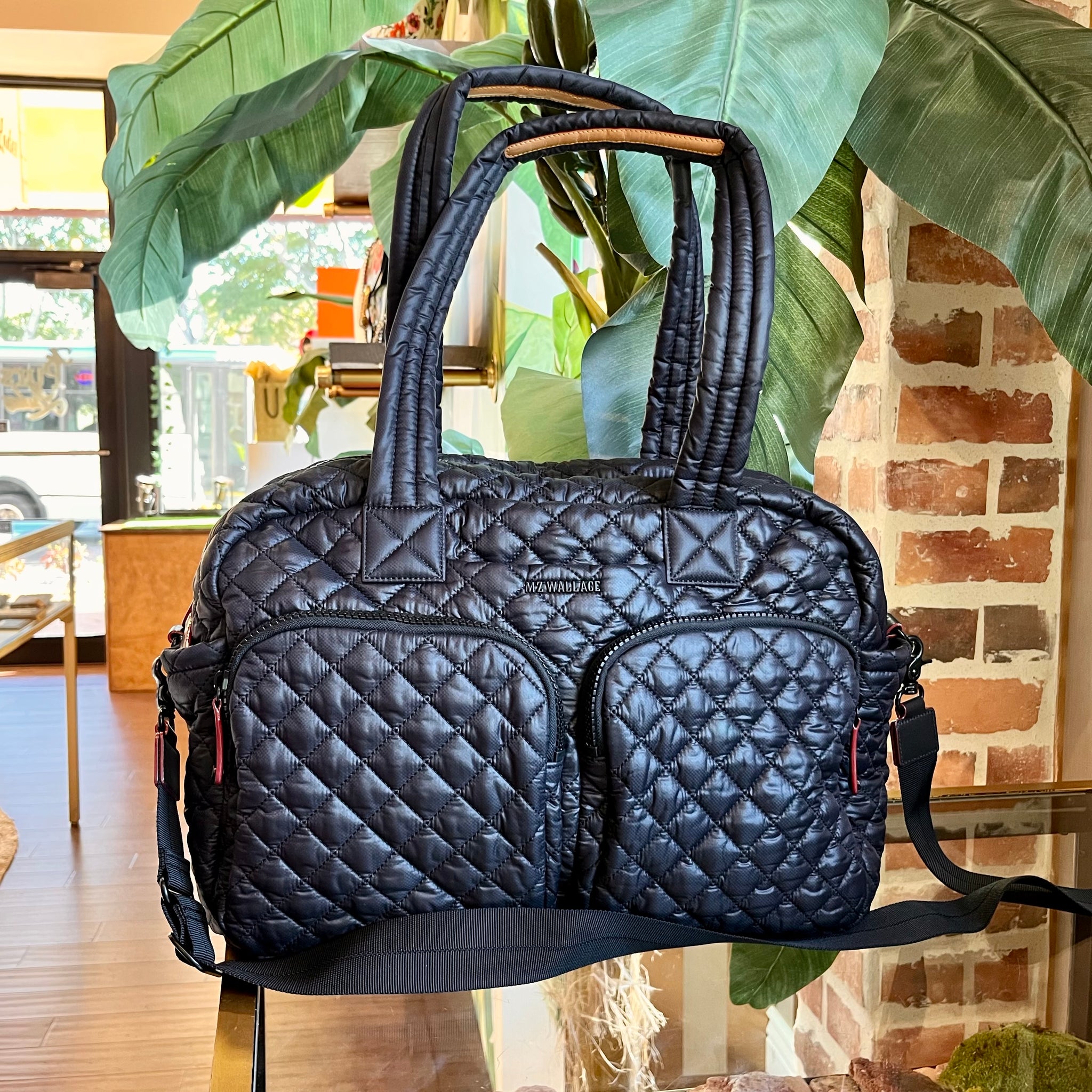 MZ WALLACE Black Quilted Nylon Travel Bag - The Purse Ladies