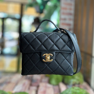 CHANEL Handy Box Small Black Caviar Vanity Case Top Handle Bag