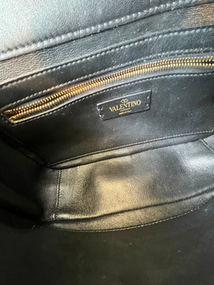 VALENTINO Black Roman Leather Rockstud Shoulder Bag