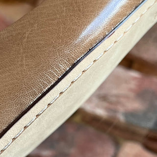 TORY BURCH Georgia Almond Flour Double T Leather Flats SZ 8