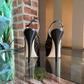 FENDI Zucca Canvas Slingback Heels SZ 35 (US 5)