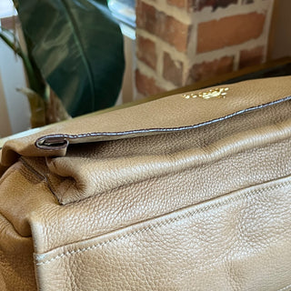 PRADA Beige Cervo Leather Fringe Strap Shoulder Bag