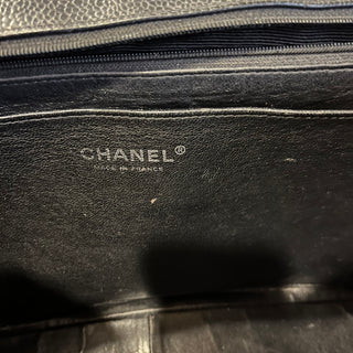 CHANEL Jumbo Single Flap Black Caviar Quilted Leather Vintage Shoulder Bag