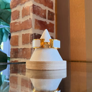 HERMES H Clic Clac White Enamel Yellow Gold Metal Bracelet