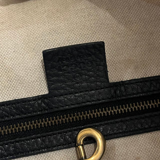 GUCCI Twill Black Grained Leather Hobo Bag