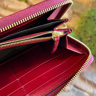 GUCCI 1955 Horsebit Red Leather Zip Around Wallet