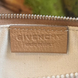 GIVENCHY Metallic Silver Beige Leather Dutton Pouch