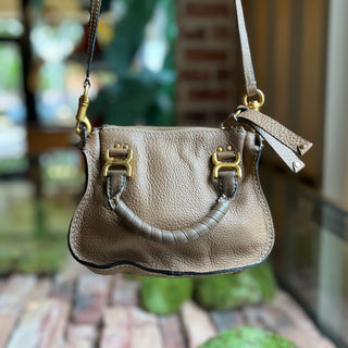 CHLOE Marcie Mini Taupe Calfskin Leather Crossbody Bag