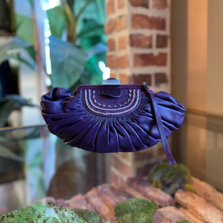 CHRISITAN DIOR Purple Plisse Lambskin Leather Clutch