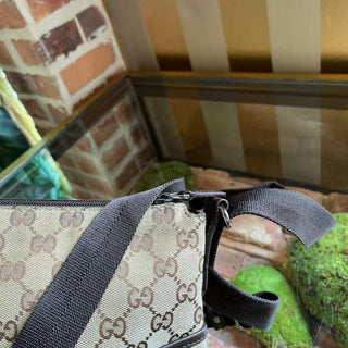 GUCCI Reins GG Monogram Canvas Brown Crossbody Bag