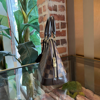 LOUIS VUITTON Alma BB Damier Ebene Canvas Top Handle Bag