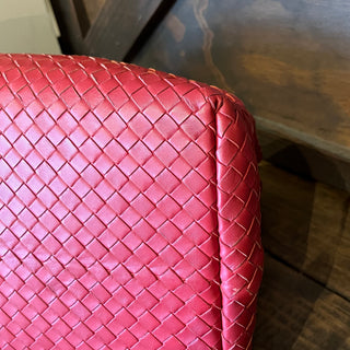 BOTTEGA VENETA Milano Red Intrecciato Lambskin Leather Tote