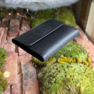 CHANEL Timeless Compact Card Black Caviar Leather Wallet