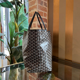 GOYARD St.Louis GM Black Goyardine Canvas Chevroches Tote Bag