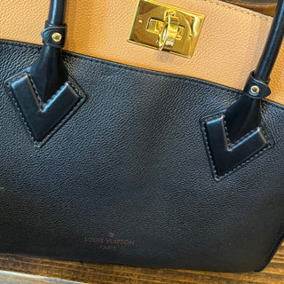 LOUIS VUITTON On My Side MM Noir & Brown Calfskin Leather 2-Way Tote Bag