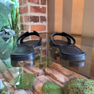 HERMES Black Calfskin Leather Sandals SZ 38.5 (8.5 US)