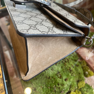 GUCCI Dionysus Beige GG Supreme Monogram Canvas Top Handle Bag