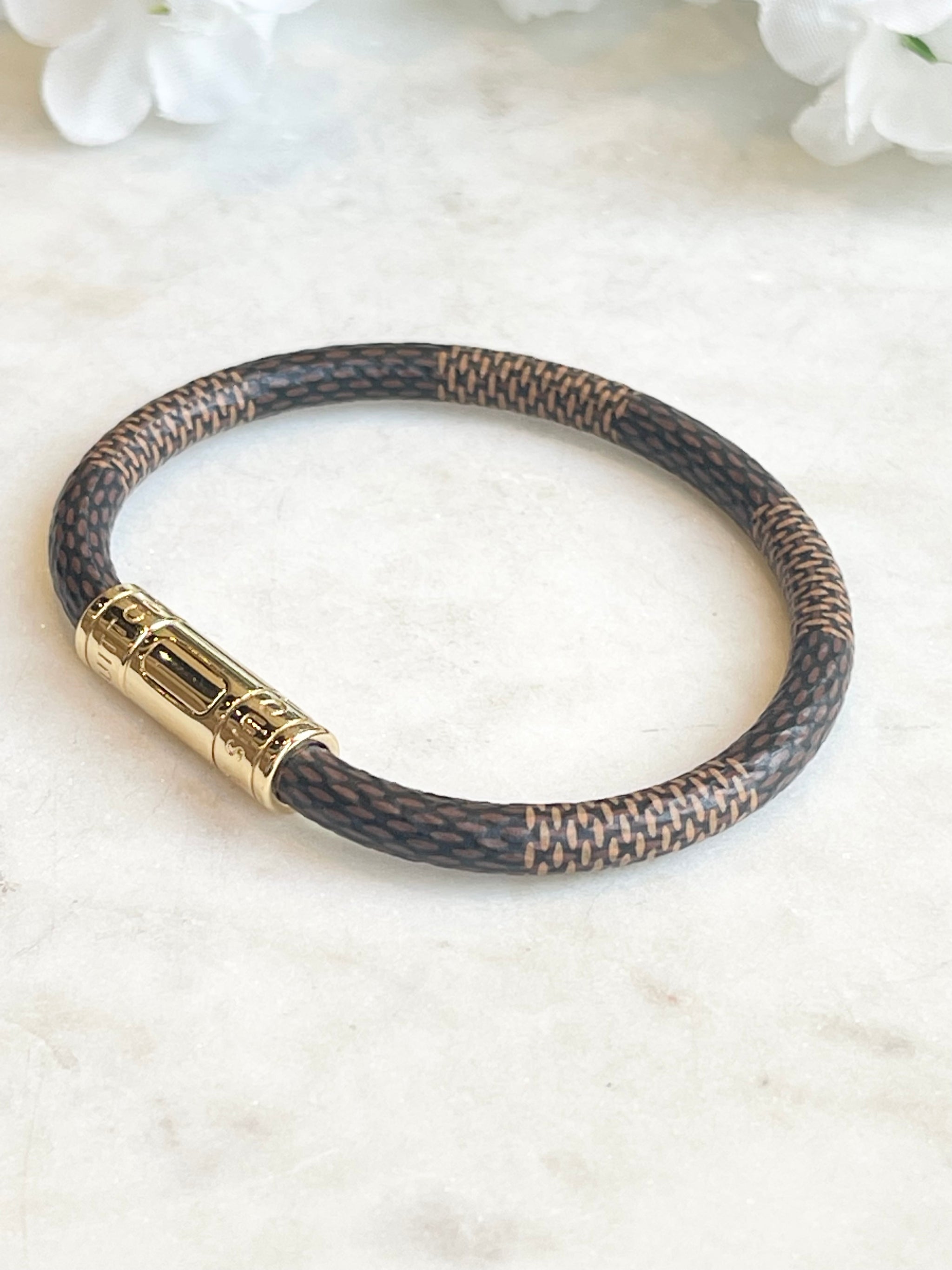 Louis Vuitton Damier Ebene Keep It Gold Bracelet