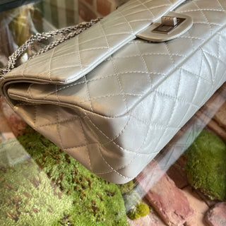 CHANEL Reissue 2.77 Metallic Silver Aged Calfskin Leather Shoulder Bag