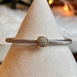 DAVID YURMAN Pave Diamond Square Cable Cuff Bracelet