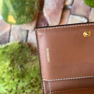 BURBERRY Compact Small Beige Check Canvas Wallet