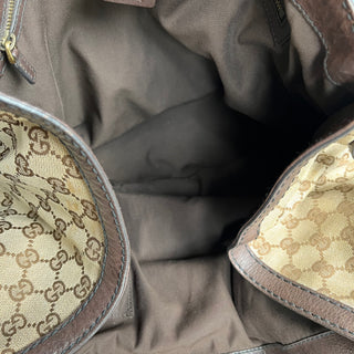 GUCCI Jockey GG Brown Monogram Canvas Hobo Bag