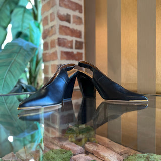 TORY BURCH Black Leather Sling Back Pointed Toe Pumps SZ 8.5