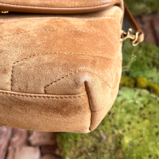 SAINT LAURENT Loulou Toy Beige Suede Shoulder Bag