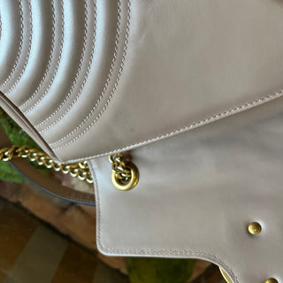 GUCCI GG Marmont Taupe Matelasse Chevron Leather Crossbody Bag