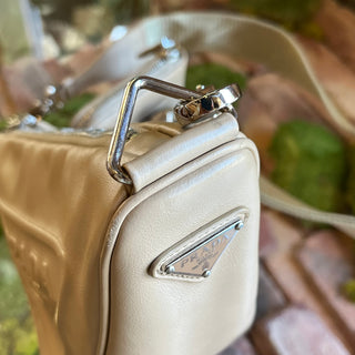 PRADA Small Triangle Logo Leather Zip Crossbody Bag